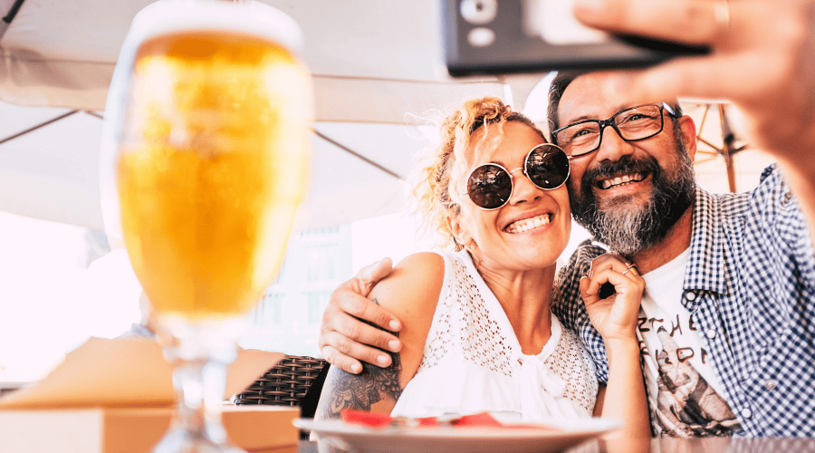 Couple having fun at bar