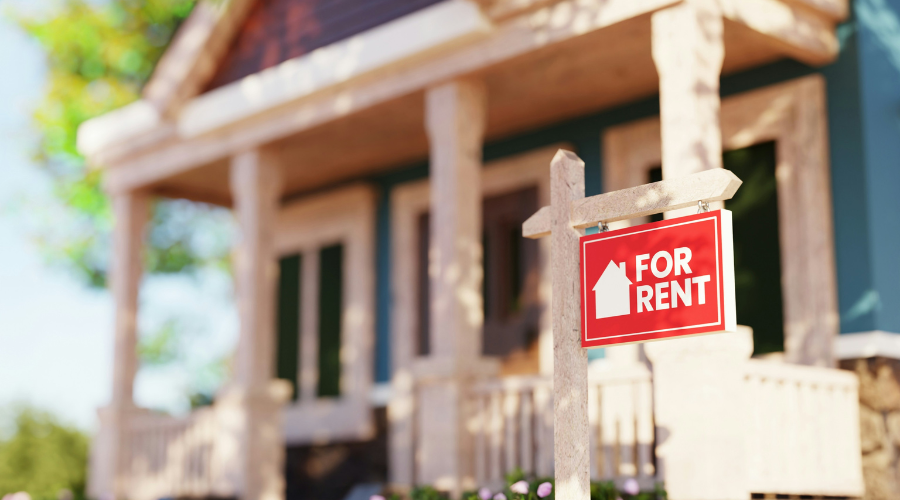 For Rent Sign in Yard