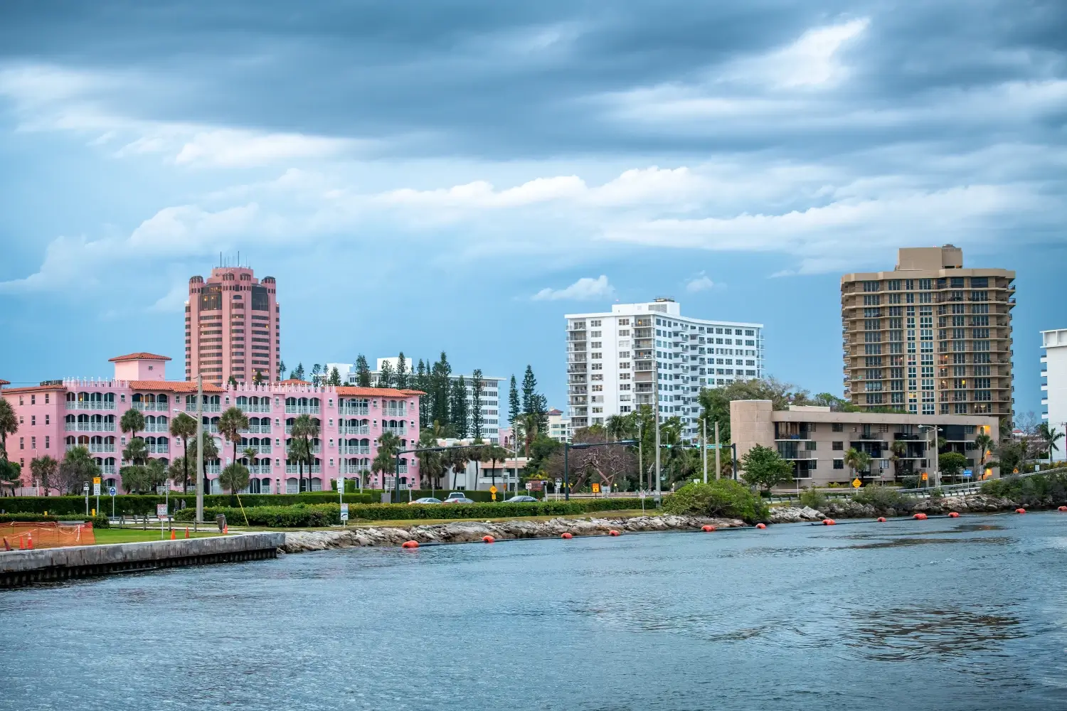 Boca Raton buildings along the river from South Inlet Park, Florida