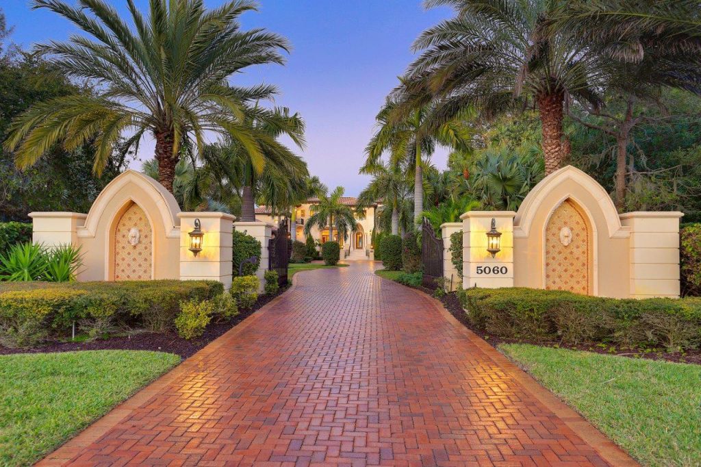 A majestic entrance at 5060 Gulf of Mexico Drive