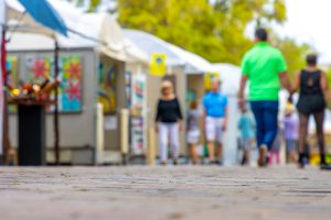 People walking at an art festival
