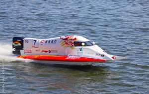 grand prix boat on water