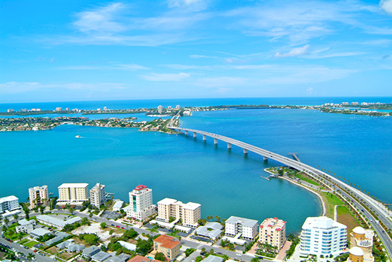The Ringling Bridge to Lido Key.