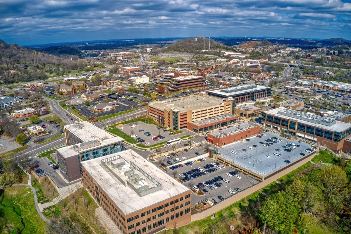 Aerial View of the Nashville Suburb of Brentwood, Tennessee