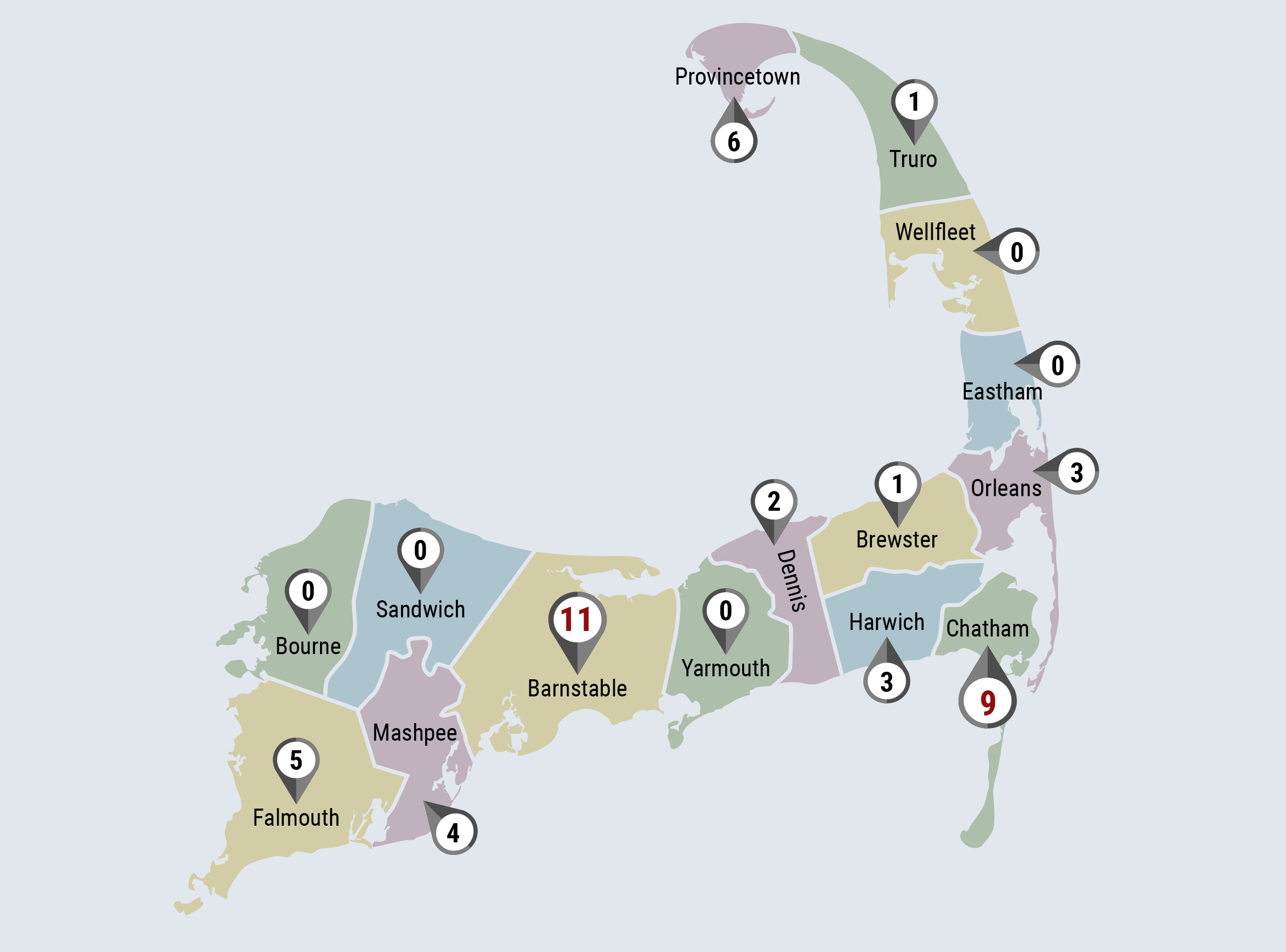 Cape Cod | Massachusetts High-End Market Watch, Town Map