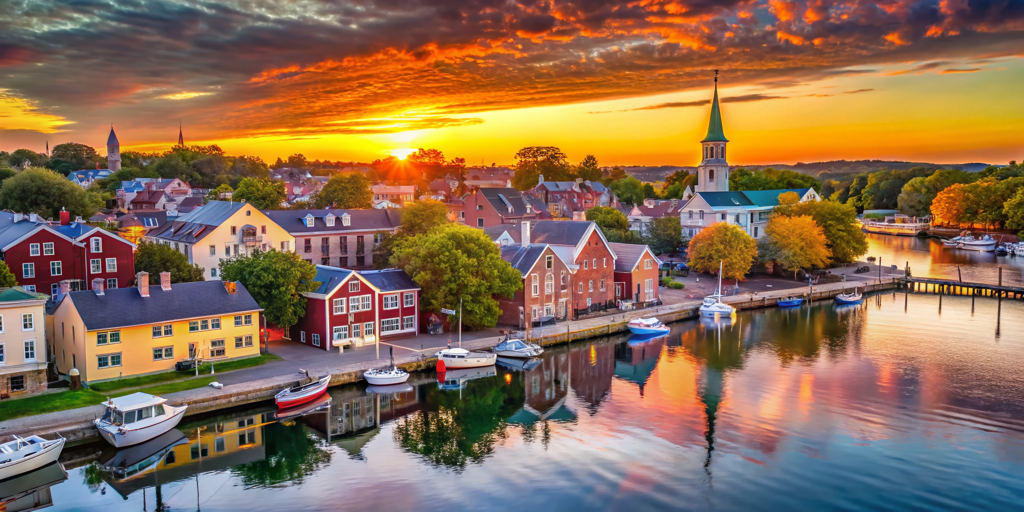 Houses along a river in Kennebunk, Maine
