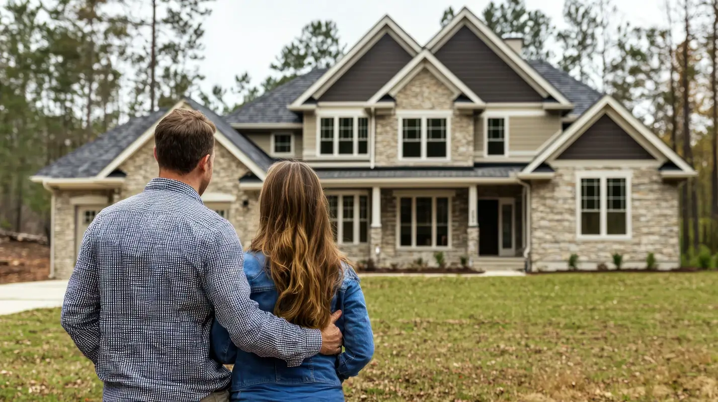 Realtor showing a young couple their dream house