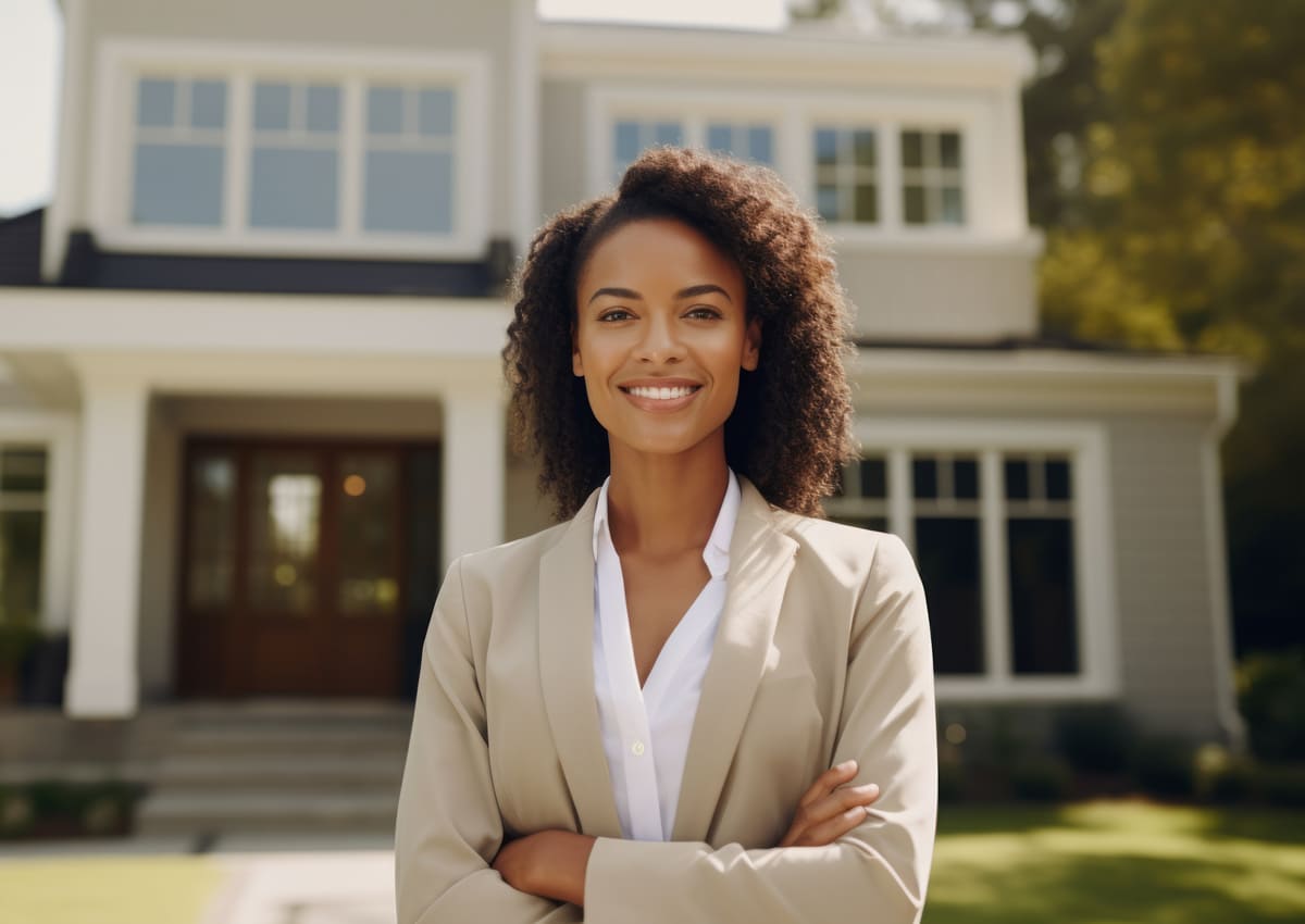 Realtor in front of property view
