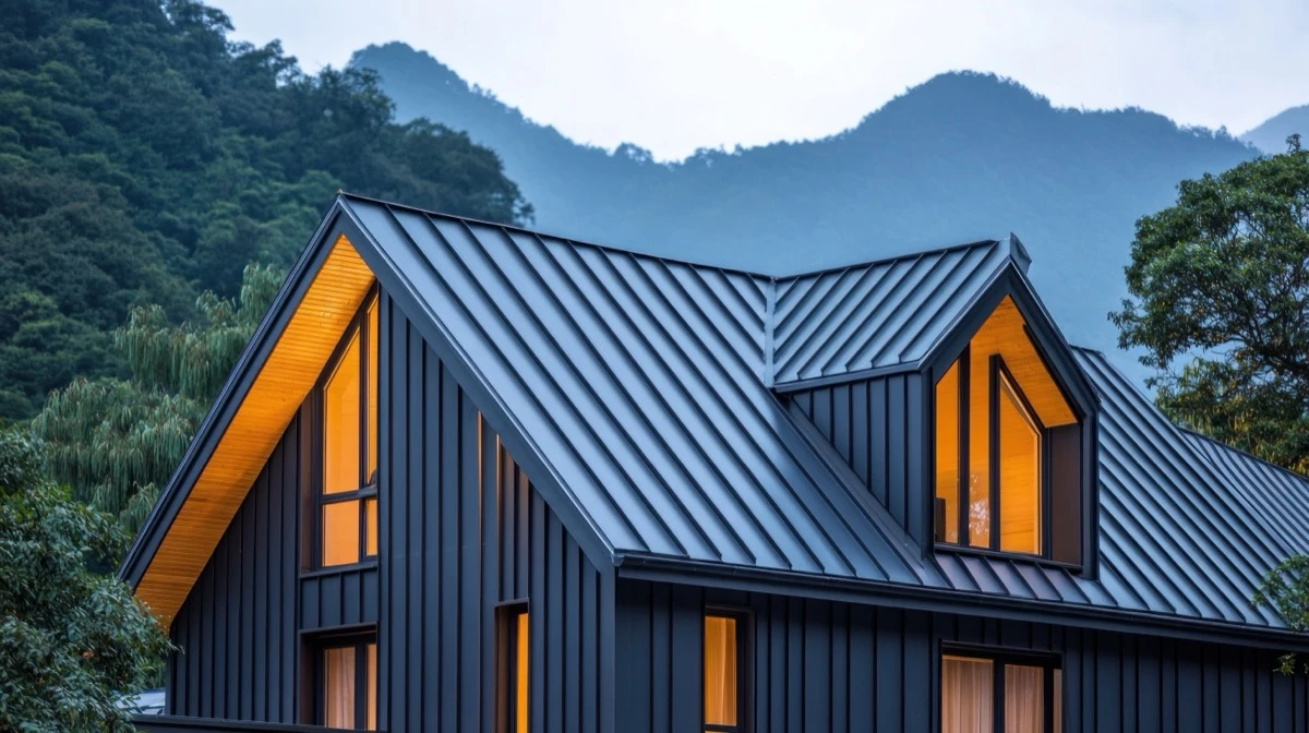 Home with mountain backdrop, scenic natural setting