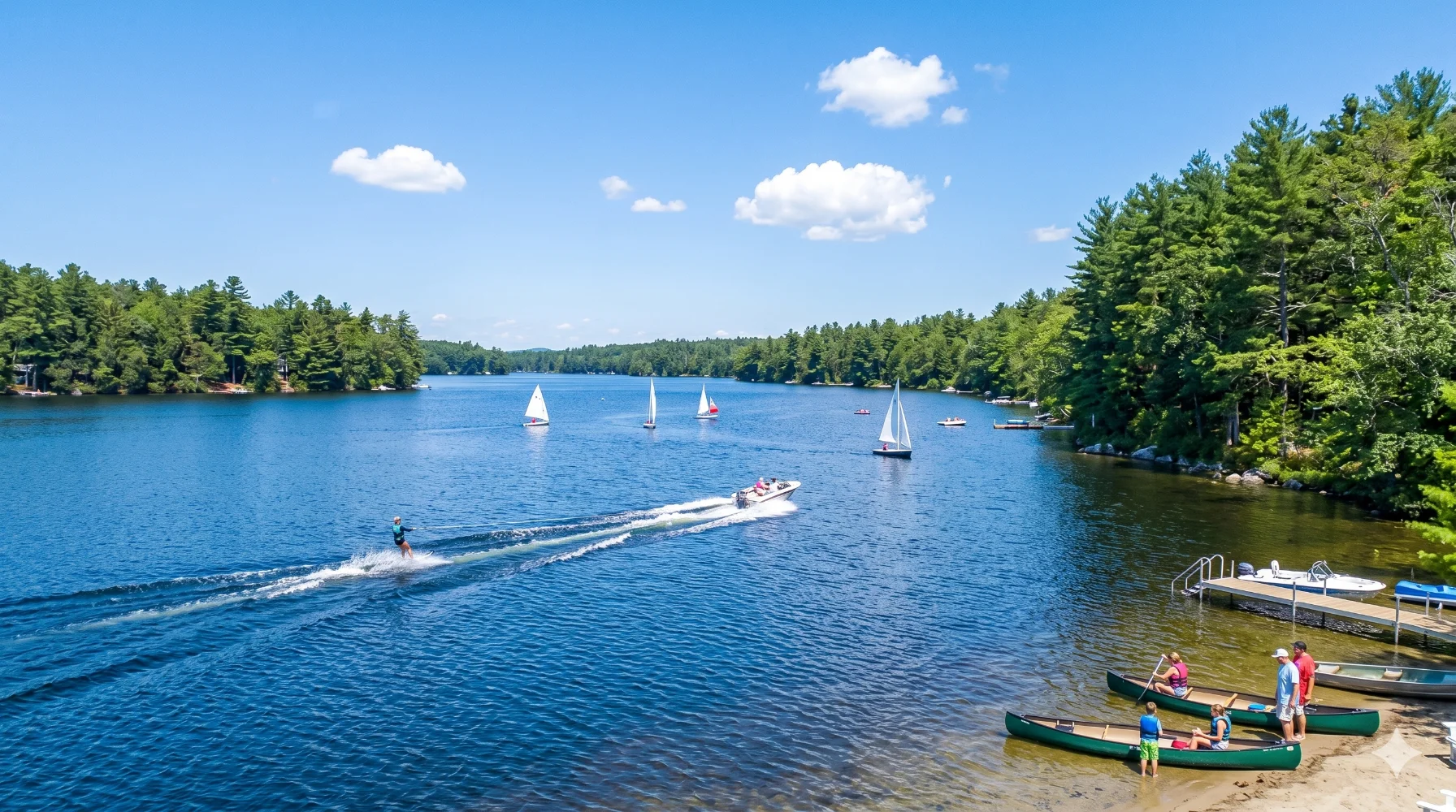 Boating on Panther Pond in Raymond