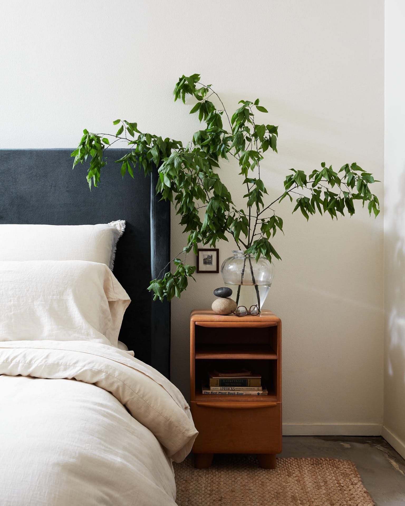 Styled nightstand vignette