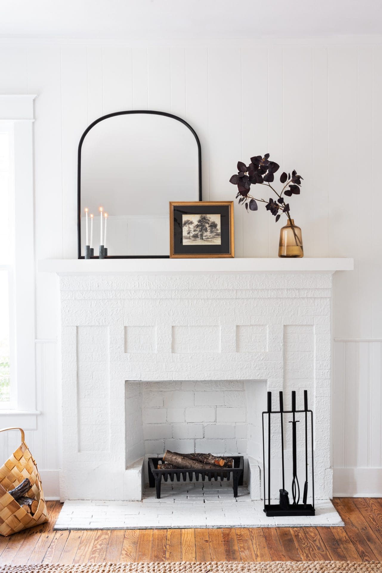 Balanced fireplace vignette