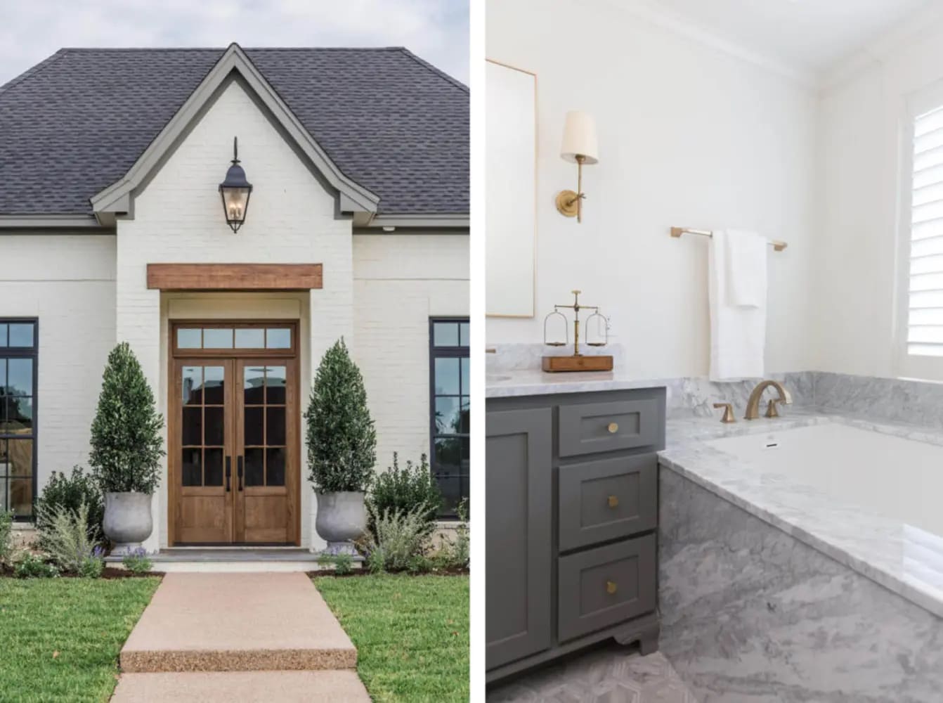 Exterior trim and vanity painted in Garden Trowel