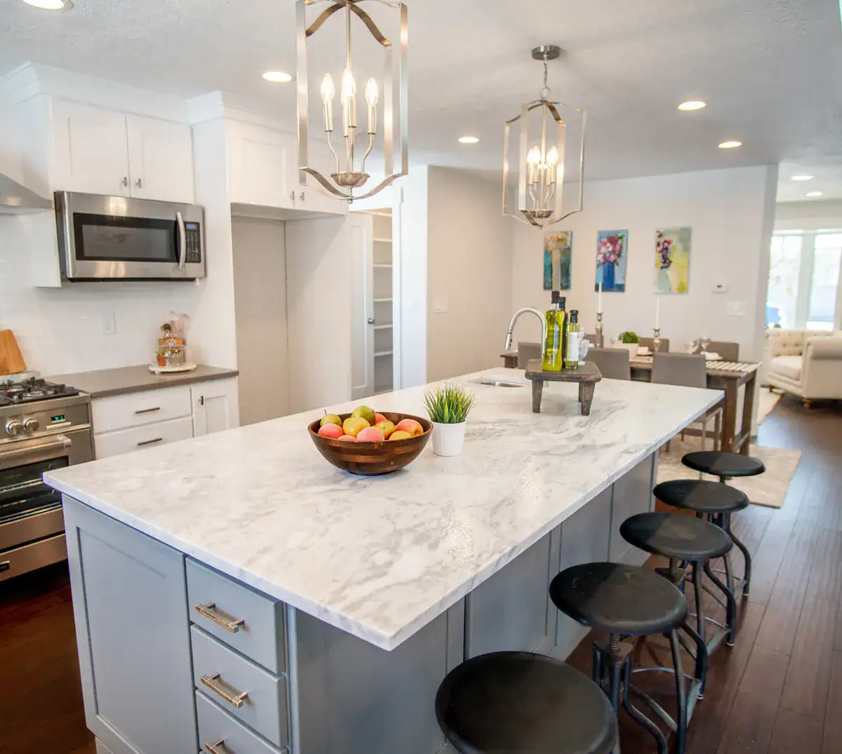 Open kitchen and living area