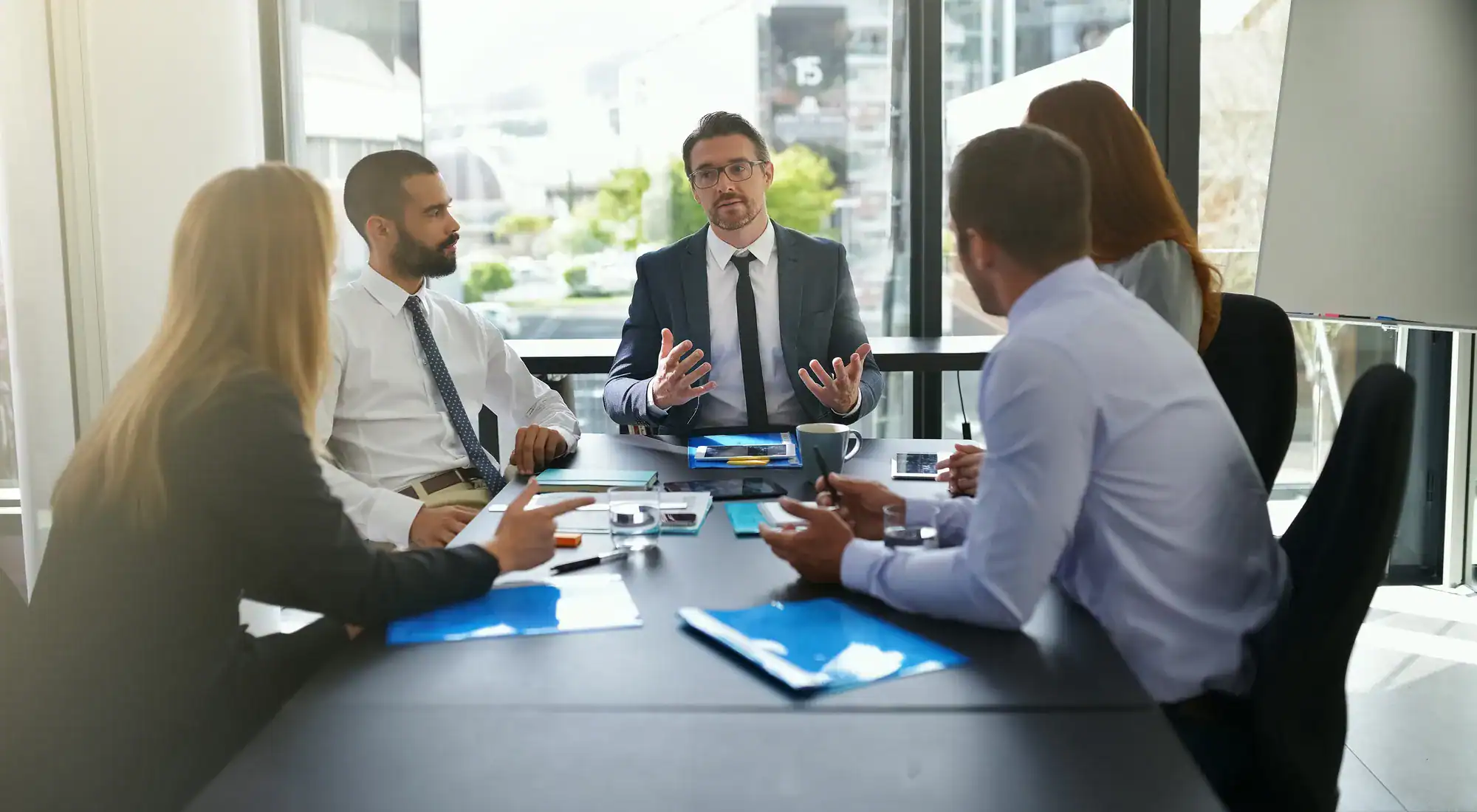 Team meeting around a conference table