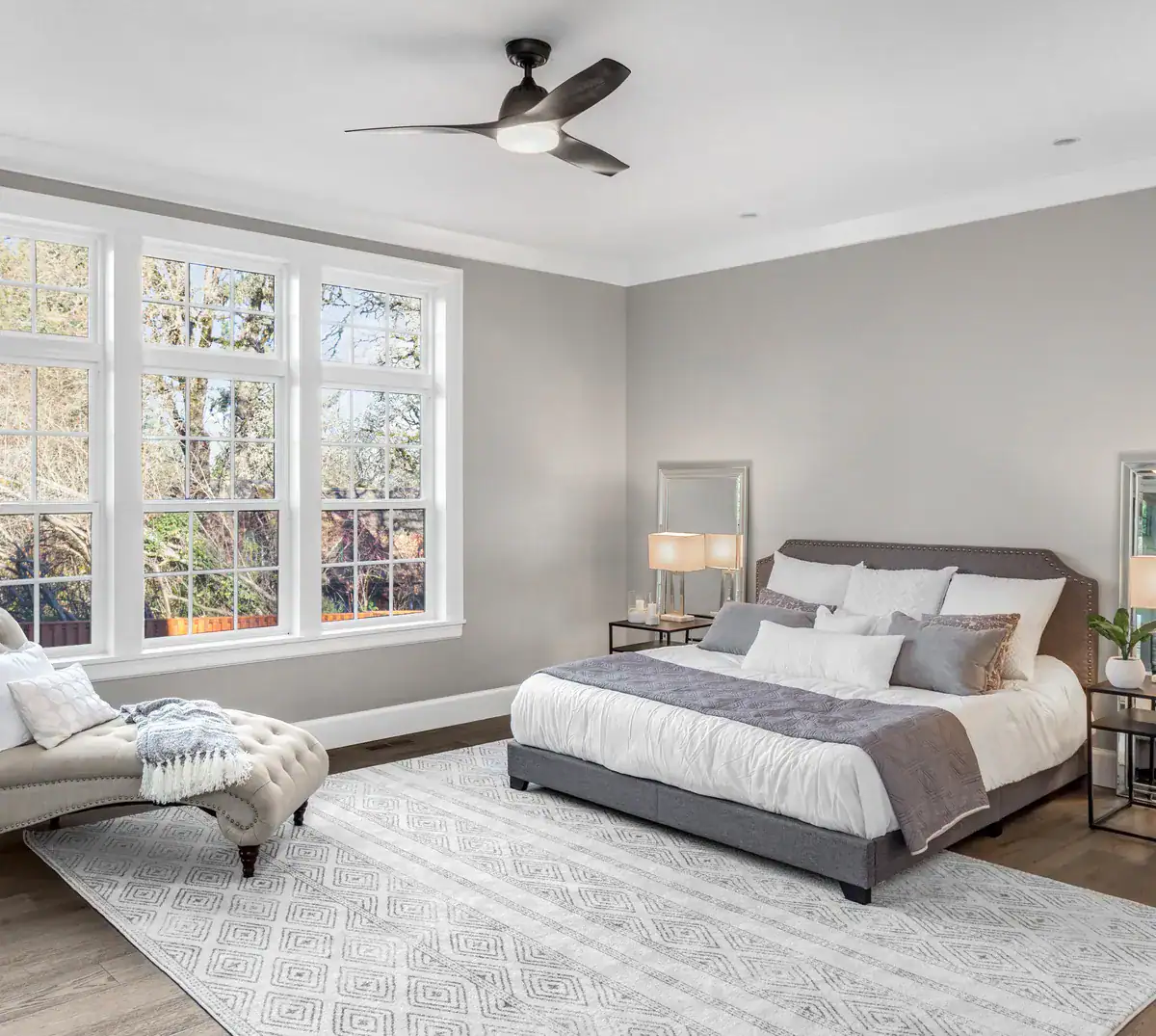 Bedroom with large windows