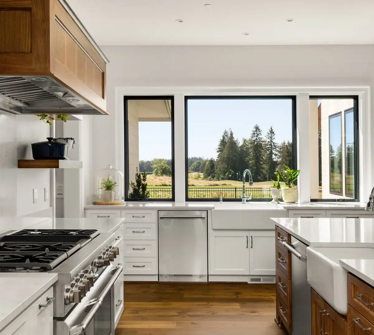 Kitchen counter detail with a window view
