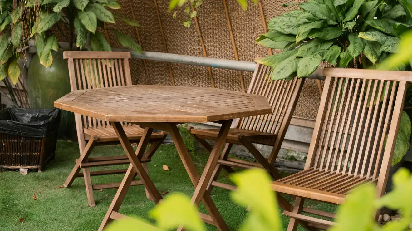Wooden patio table and chairs