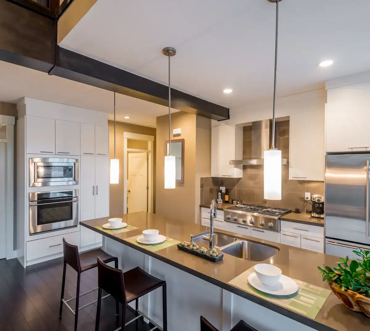 Modern kitchen and dining area