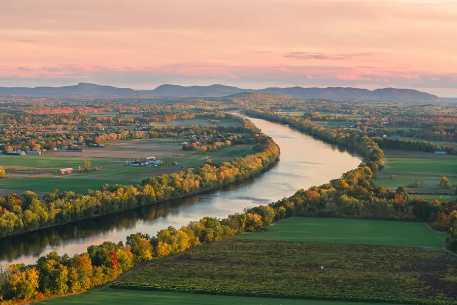 beautiful overlook of Connecticut river in the fall from Mt Sugarloaf