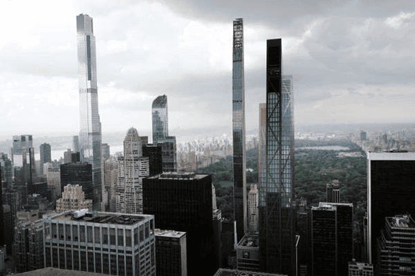 Billionaires Row supertall towers above Central Park in Manhattan