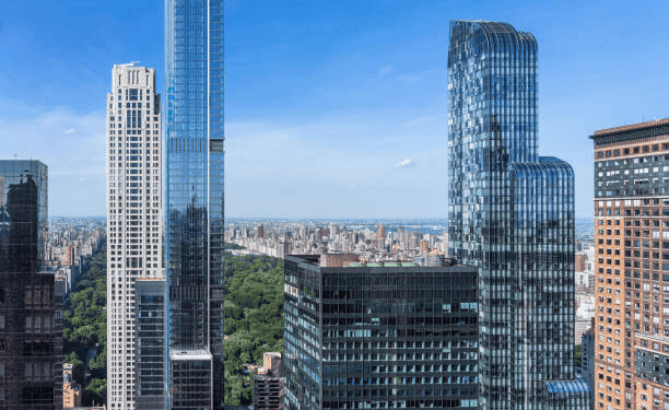 Luxury condo towers overlooking Central Park in Manhattan