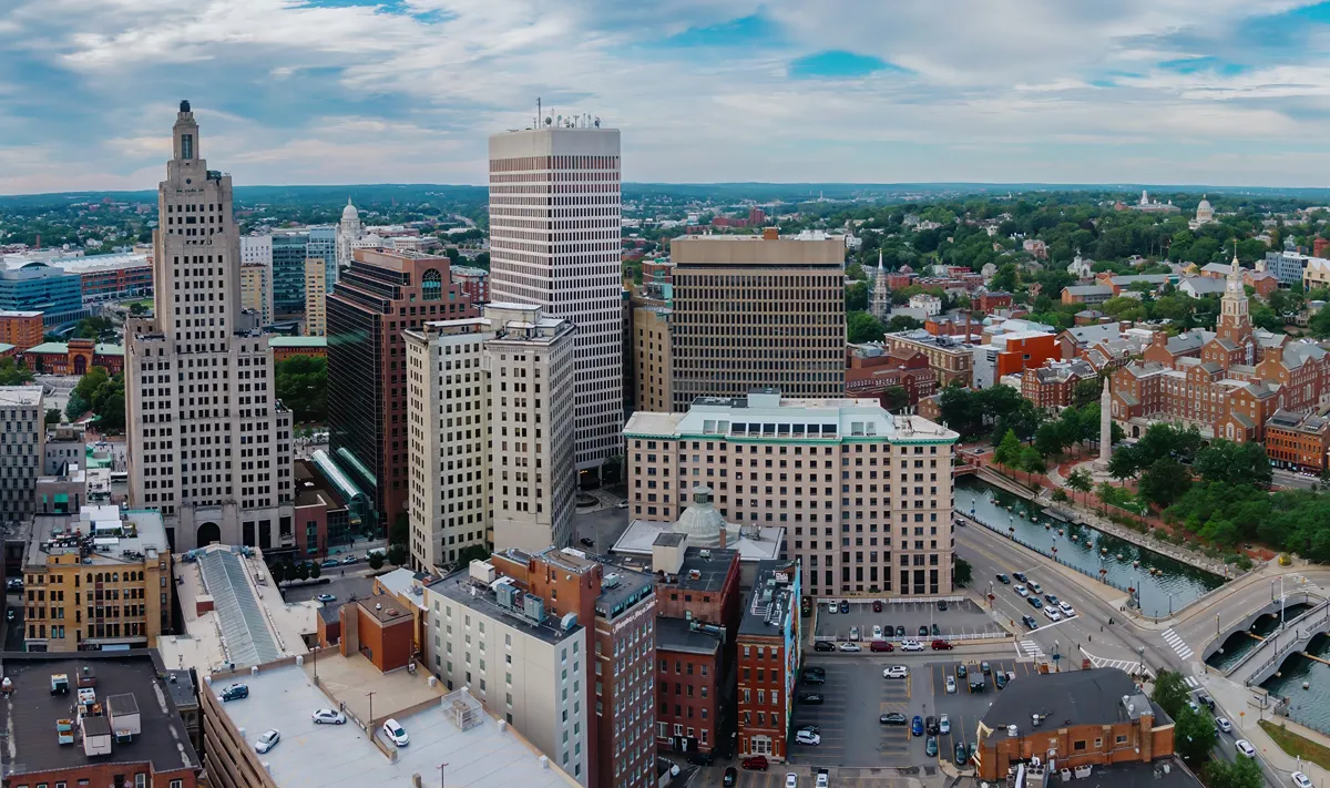 Downtown city skyline of Providence, Rhode Island, United States