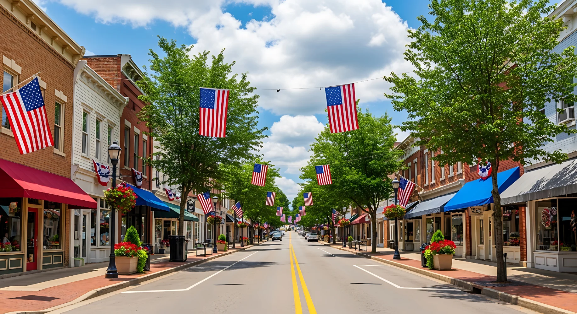 Small town Main Street in Portland Tennessee