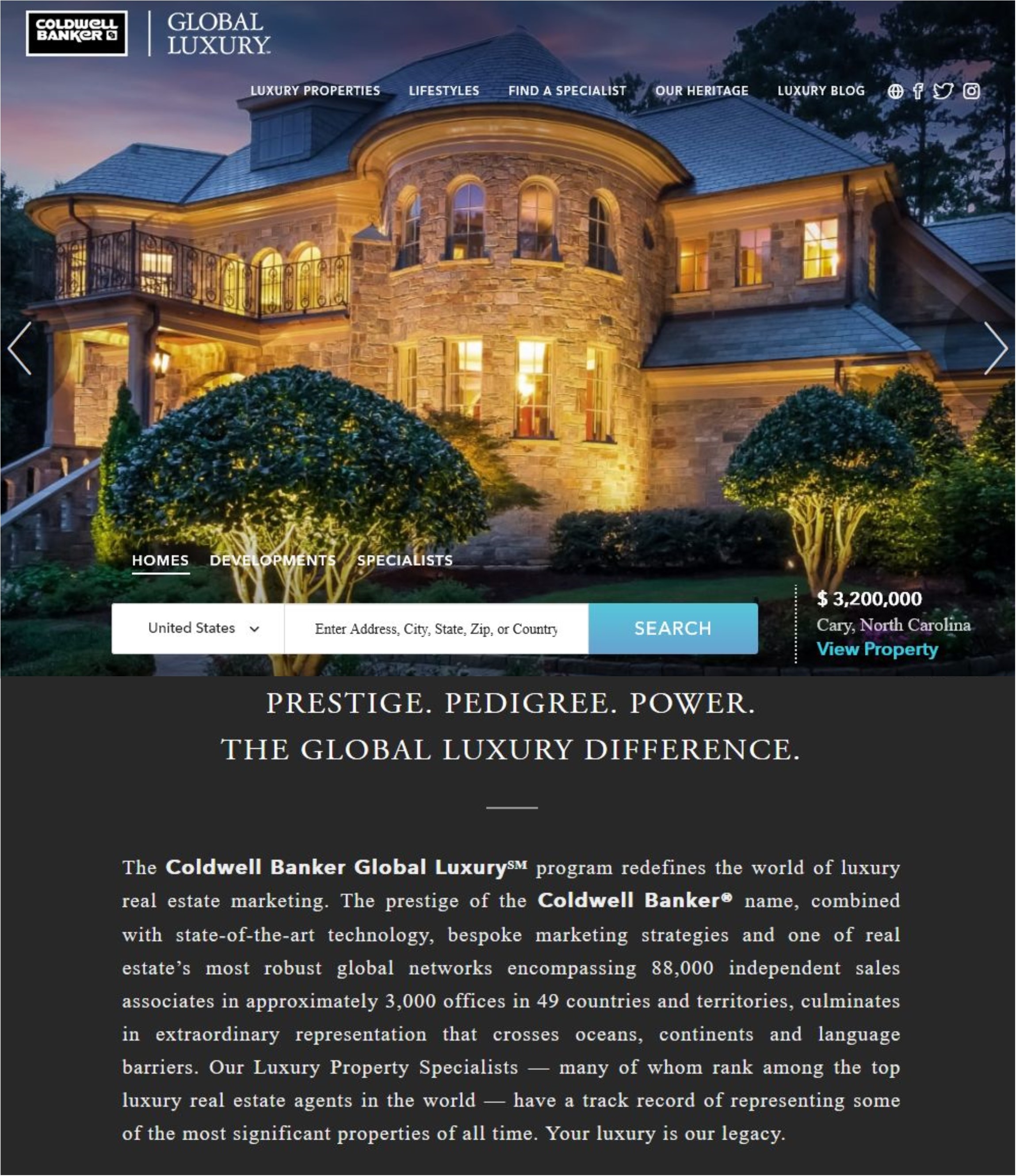 Coldwell Banker Global Luxury website