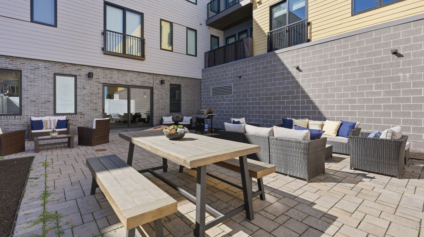 Community Patio at 656 Saratoga - East Boston Luxury Condos with Amenities