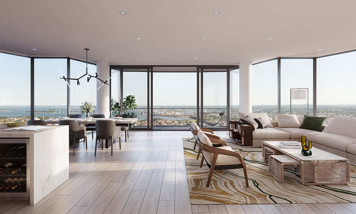 The Ritz-Carlton Residences, Boston, South Station Tower - Luxury Condo Interior with Sweeping City Views of Boston