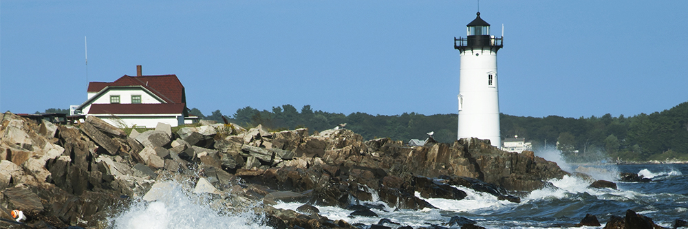 New Hampshire Seacoast - Waves Crashing on Portsmouth Lighthouse