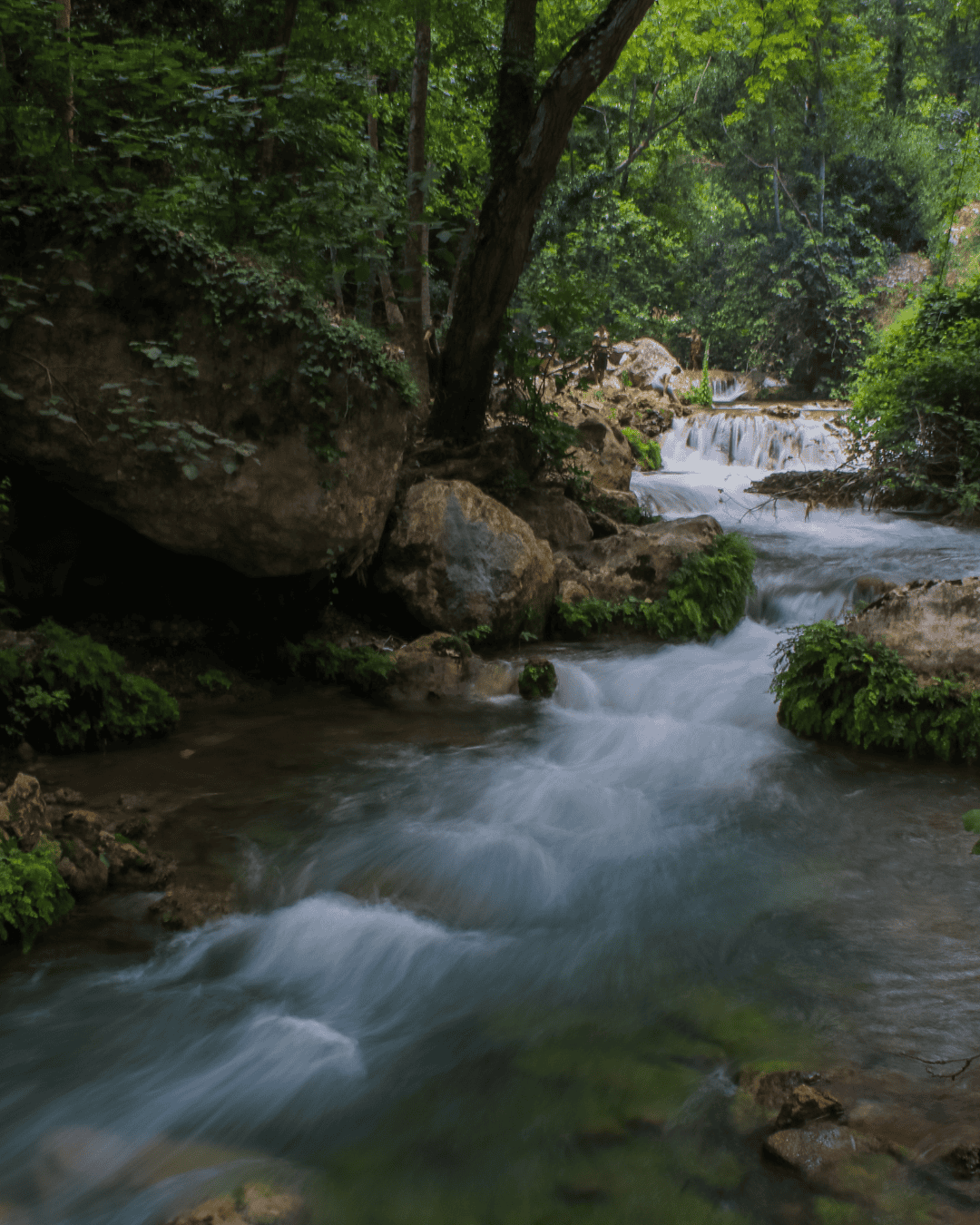 small waterfall and rushing river in Brevard, NC