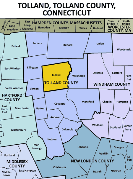 Tolland CT map within Tolland County CT
