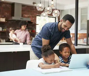 family in kitchen
