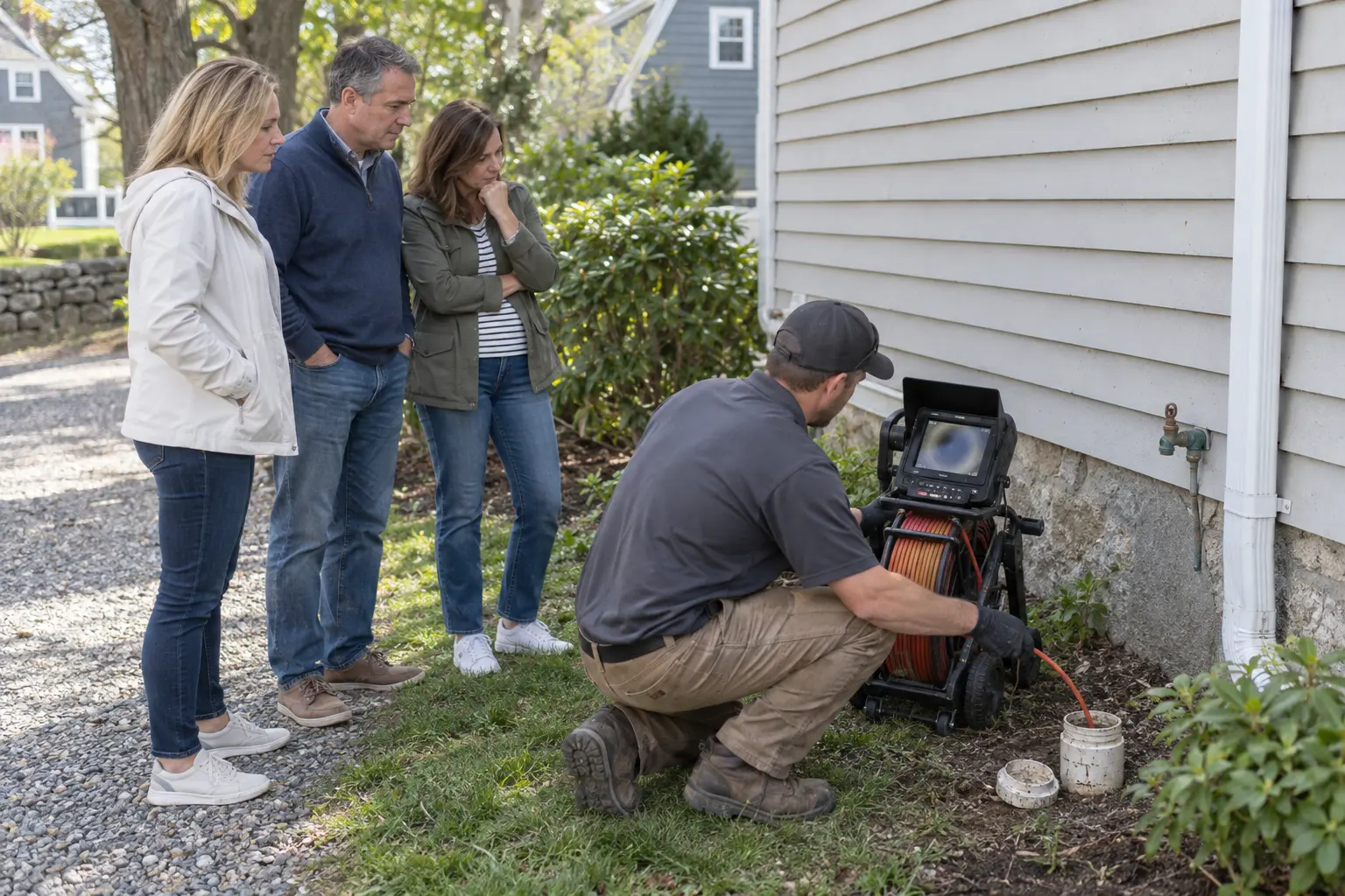 Sewer line inspection performed during a home purchase