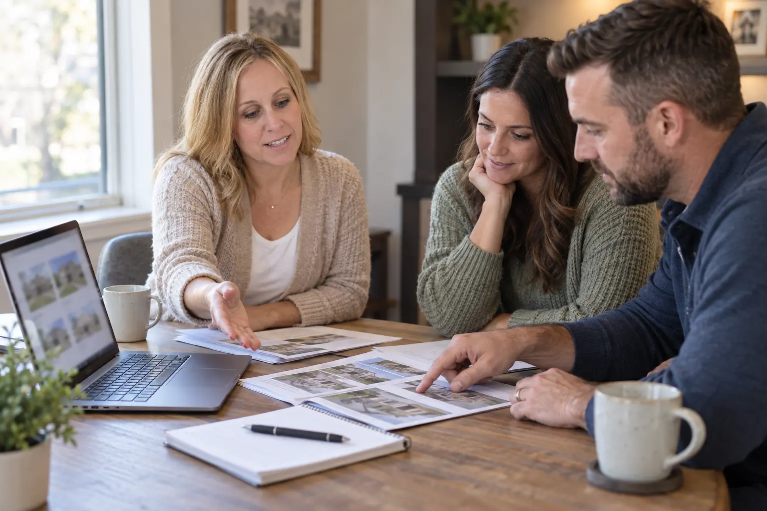 Home buyers reviewing property information before making an offer