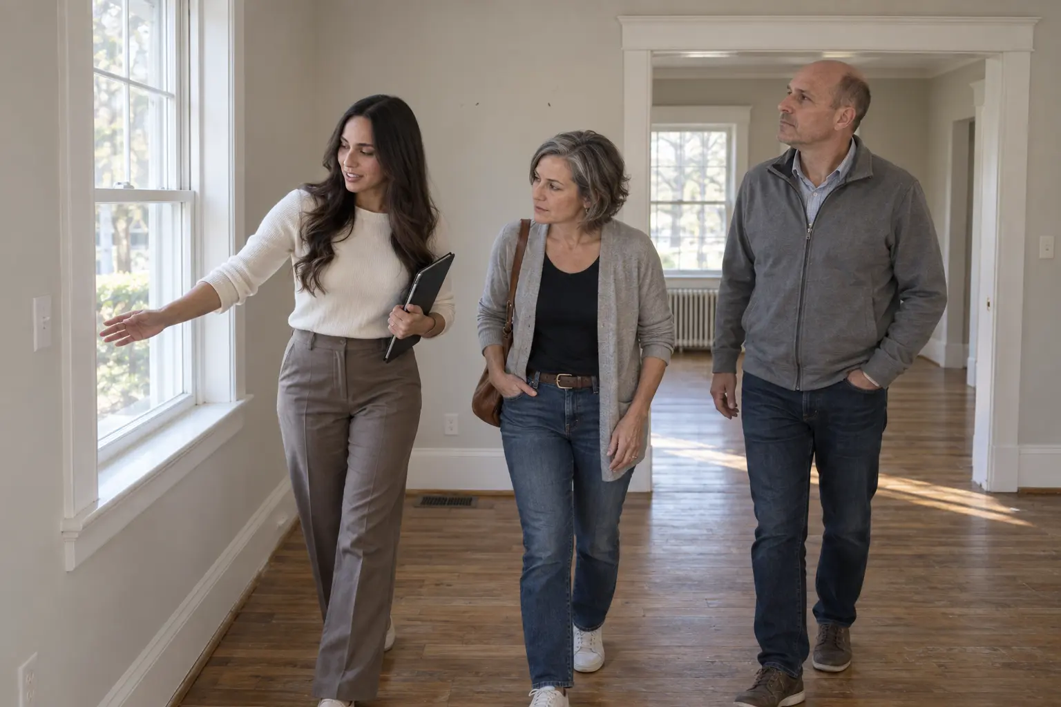 Home buyers completing a final walkthrough before closing
