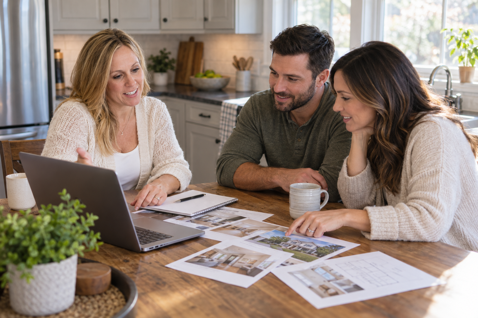 Home buyers reviewing purchase steps with a real estate professional