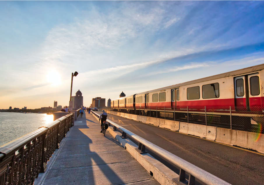 The MBTA and river view