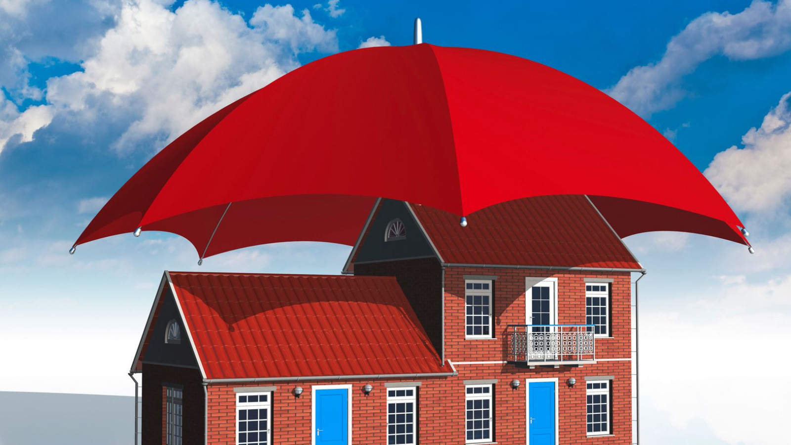background photo, house and umbrella