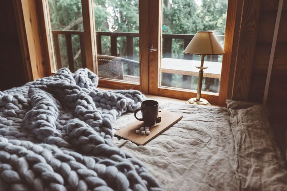 coffee on the bed