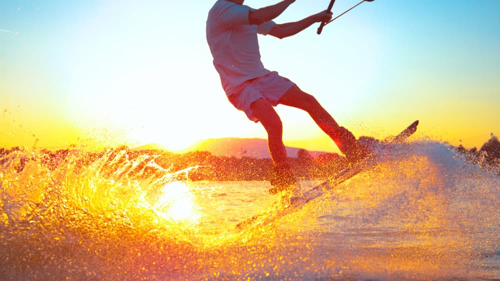 Wake Boarder at Sunset
