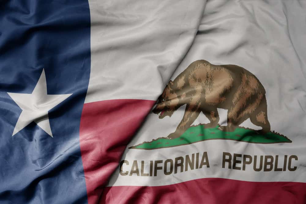 Texas and California flags
