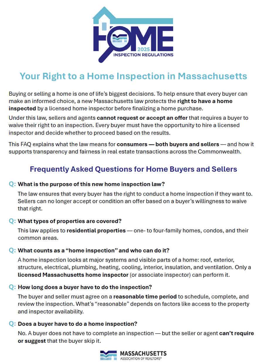 Home inspection law FAQ 2025