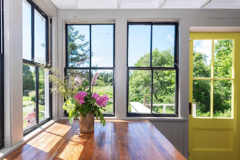 Bright Window with New England Scenery