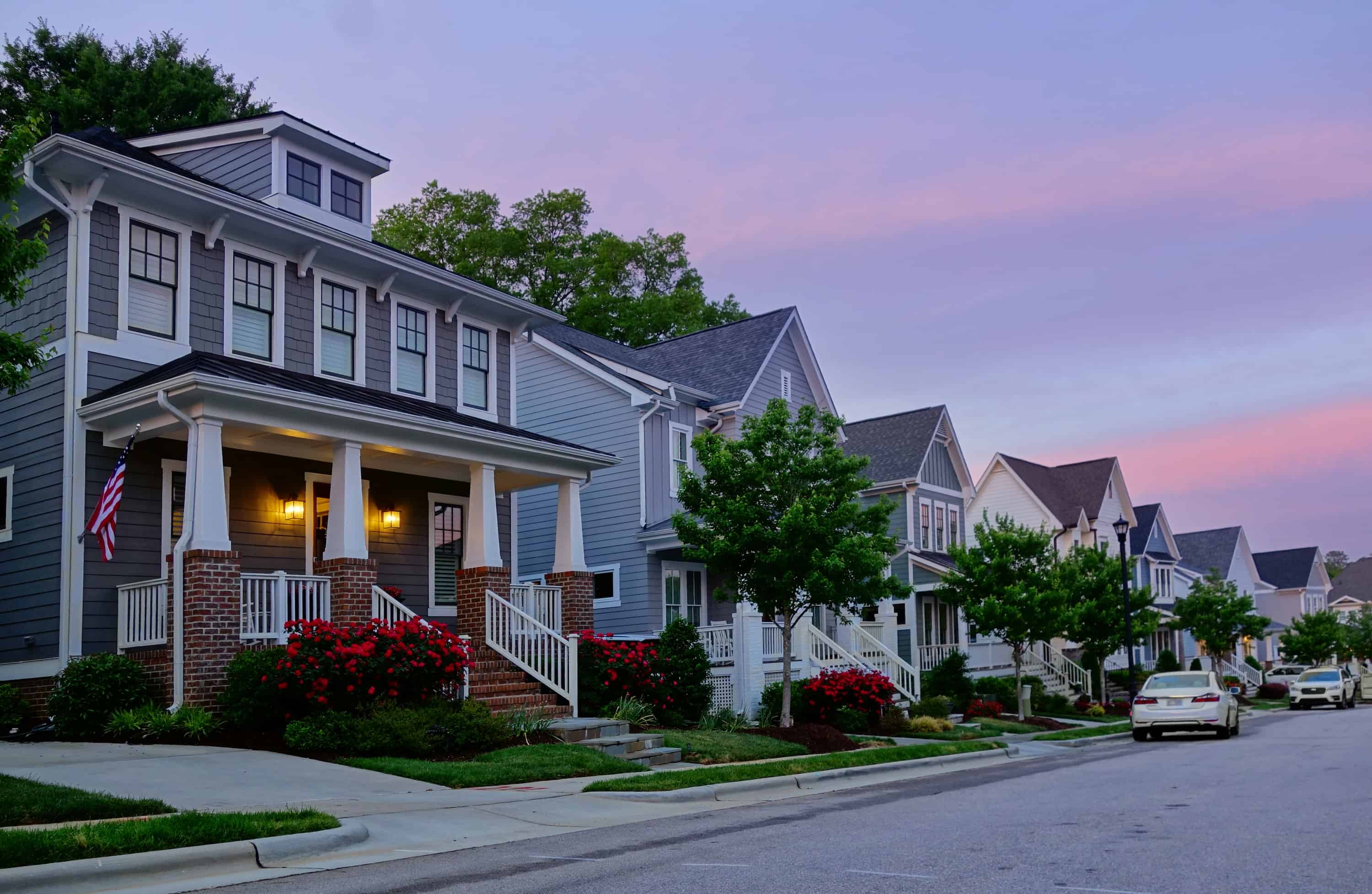 Houses on a Street in Raleigh, North Carolina