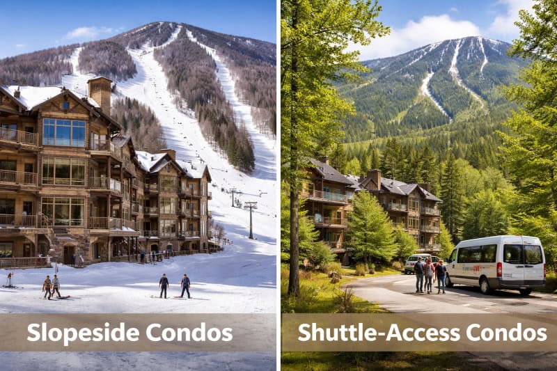 Slopeside Condos vs. Shuttle Access Condos