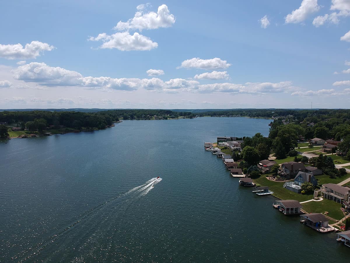 Aerial view of Apple Valley Lake in Howard, Ohio