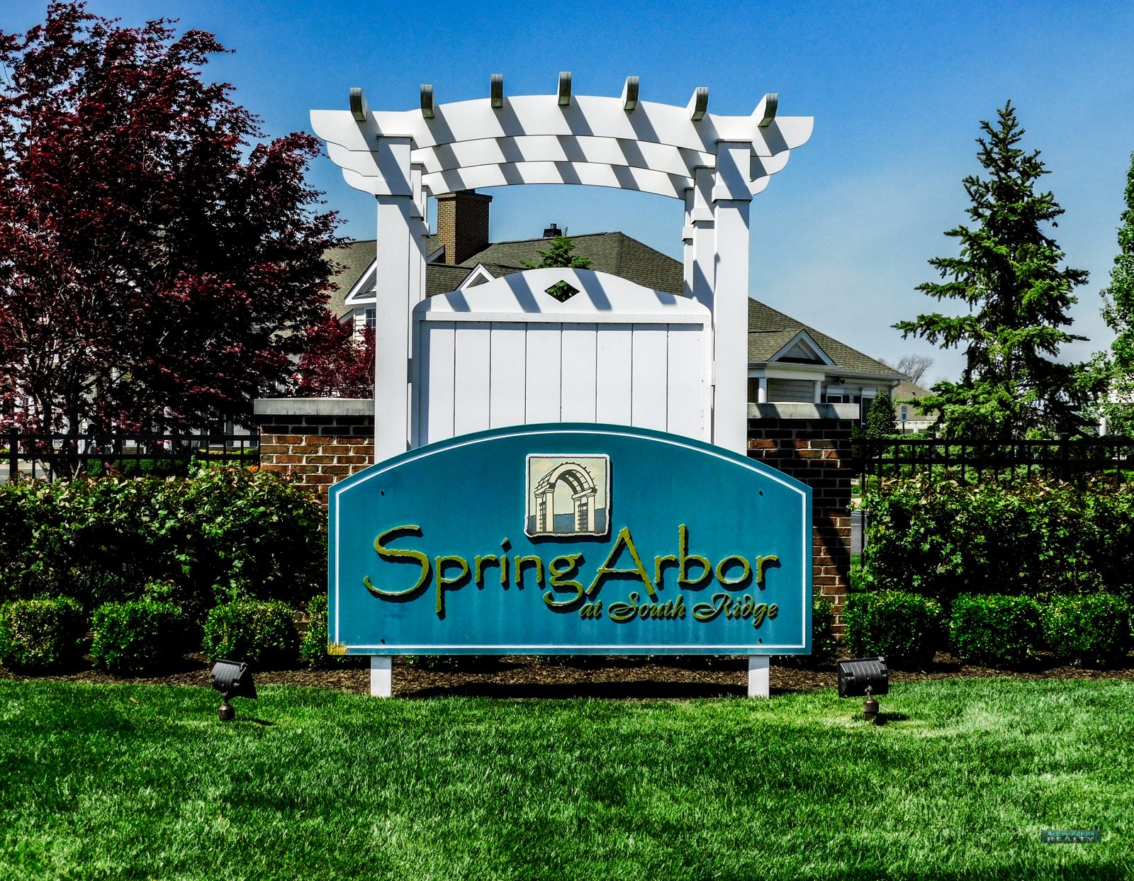 The Spring Arbor entrance sign on the main road